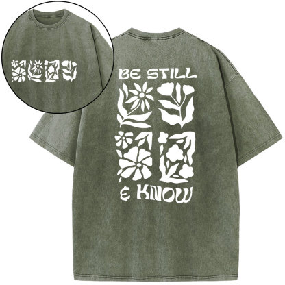 Be Still And Know Christian Washed T-Shirt