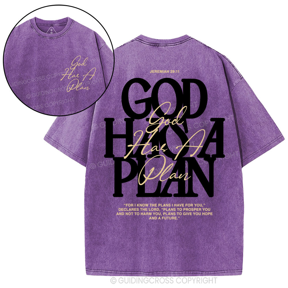 God Has A Plan Christian Washed T-Shirt