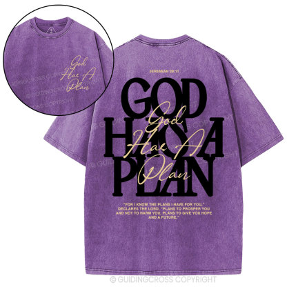 God Has A Plan Christian Washed T-Shirt