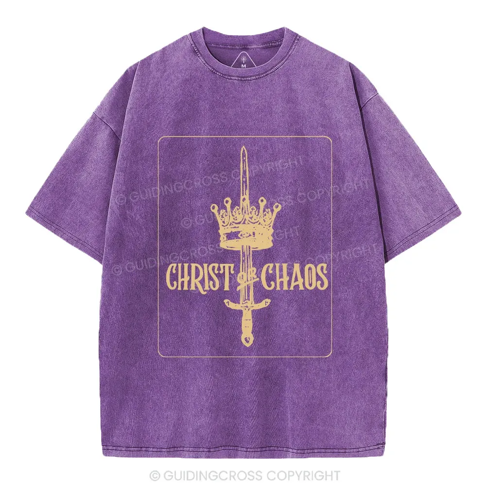 Christ Or Chaos Christian Washed T-Shirt