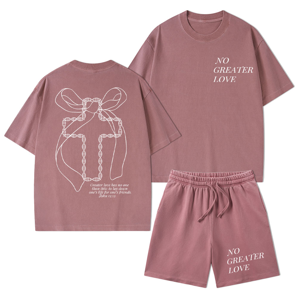 No Greater Love Christian Washed T-Shirt & Shorts