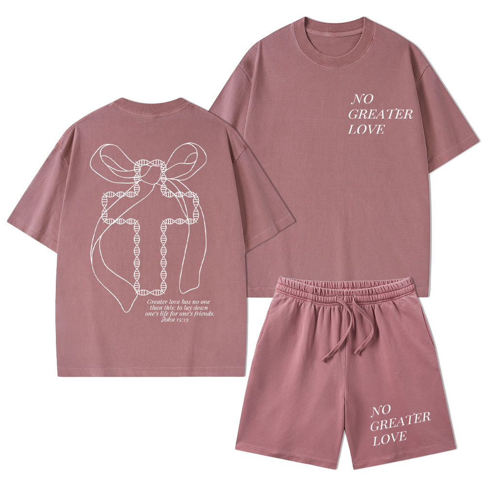 No Greater Love Christian Washed T-Shirt & Shorts