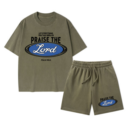 Praise The Lord Christian Washed T-Shirt & Shorts