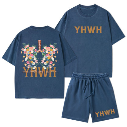 YHWH Every Breath Speaks His Name Christian Washed T-Shirt & Shorts