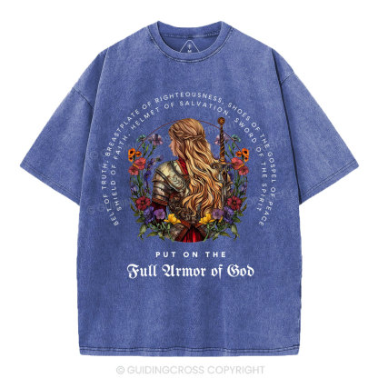 Put On The Full Armor Of God Christian Washed T-Shirt