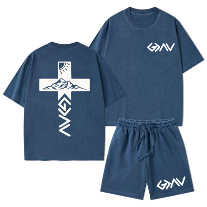 God Is Greater Than The Highs And Lows Christian Washed T-Shirt & Shorts
