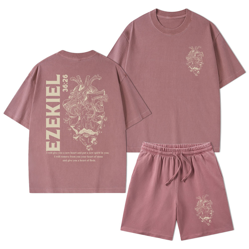 I Will Give You A New Heart And Put A New Spirit Christian Washed T-Shirt & Shorts