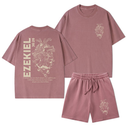 I Will Give You A New Heart And Put A New Spirit Christian Washed T-Shirt & Shorts