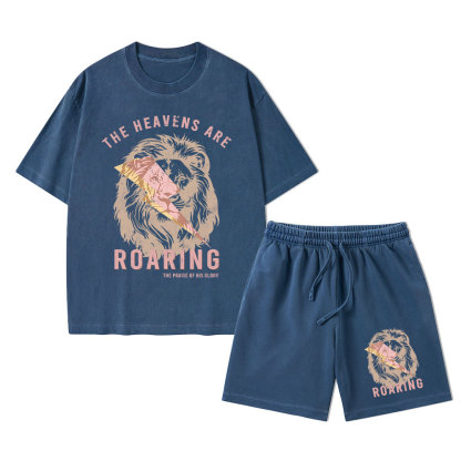 The Heavens Are Roaring Christian Washed T-Shirt & Shorts