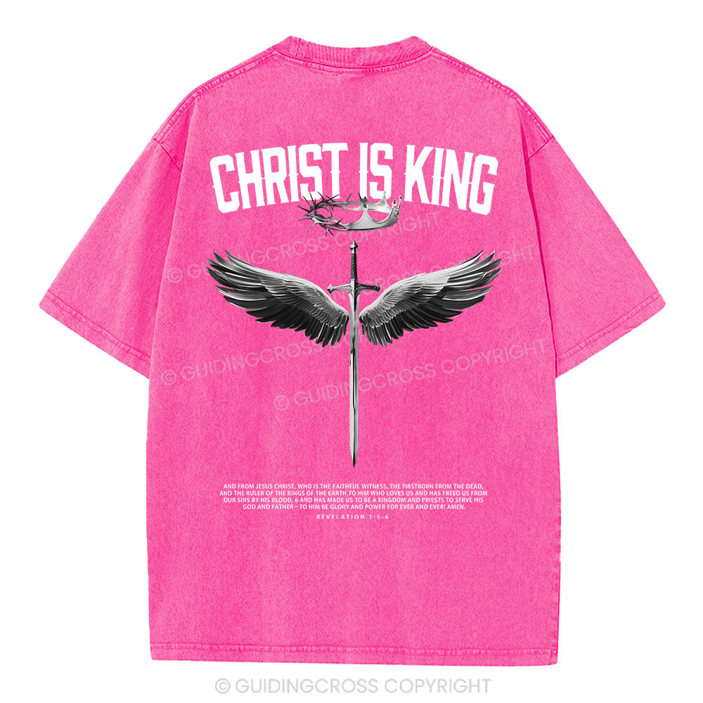 Christ Is King Christian Washed T-Shirt Sale - GuidingCross