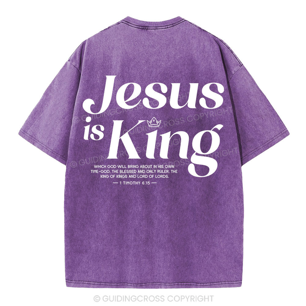 Jesus Is King Christian Washed T-Shirt