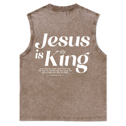 Jesus Is King Christian Washed sleeveless Tee