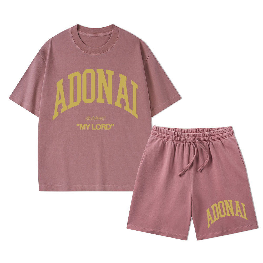 ADONAI My Lord Christian Washed T-Shirt & Shorts