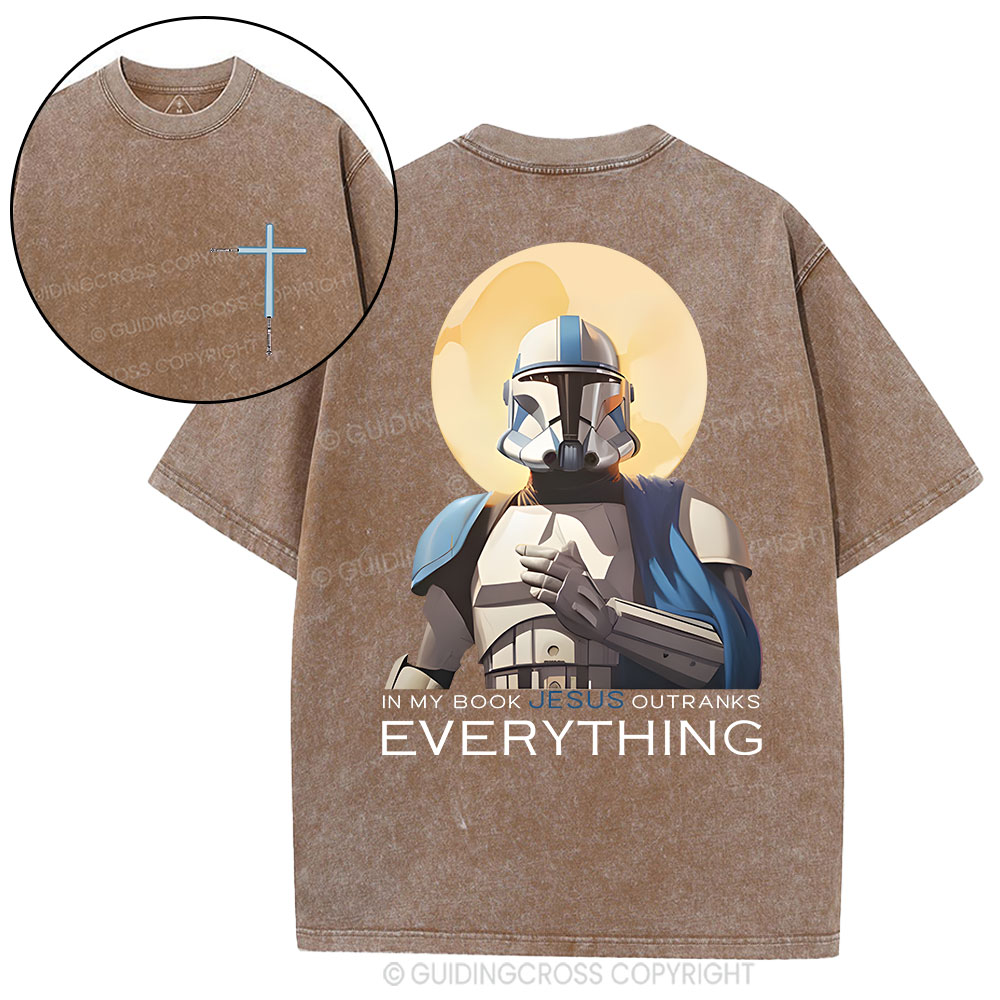 In My Book Jesus Outranks Everything Christian Washed T-Shirt