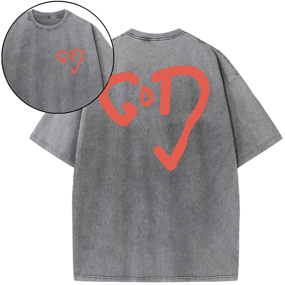 God Heart Christian Washed T-Shirt
