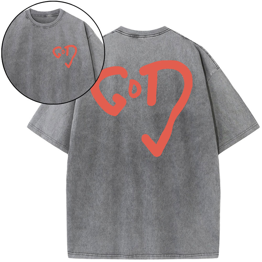 God Heart Christian Washed T-Shirt