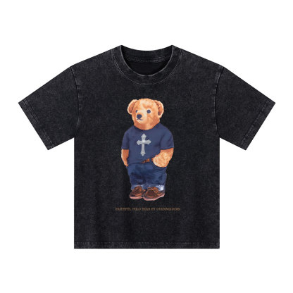 Faithful Polo Bear By Guidingcross Kid Washed T-Shirt