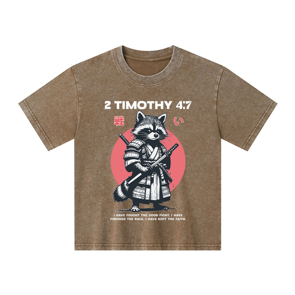 Fought The Good Fight Raccoon Kid Washed T-Shirt