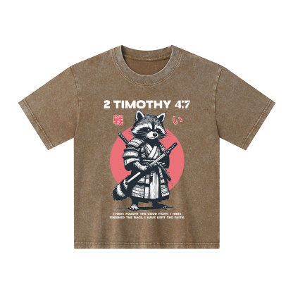 Fought The Good Fight Raccoon Kid Washed T-Shirt
