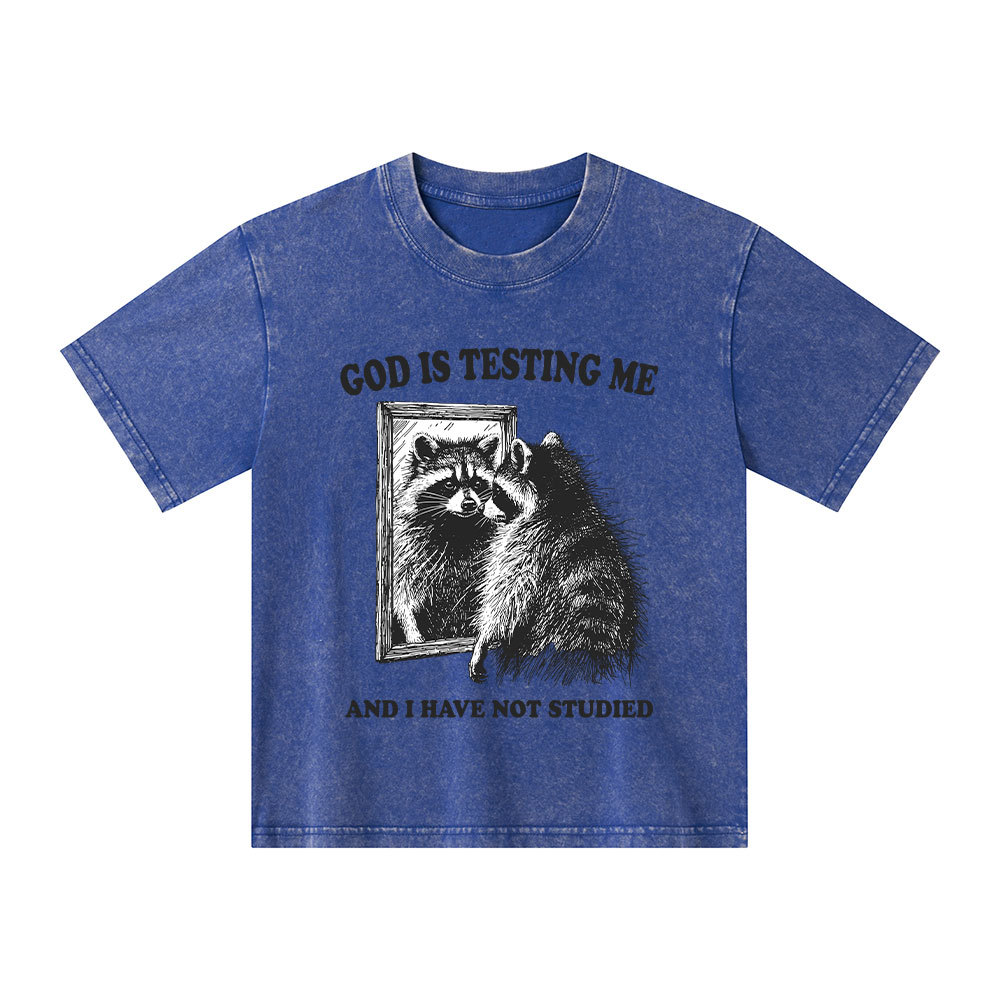 God Is Testing Me And I Have Not Studied Kid Washed T-Shirt