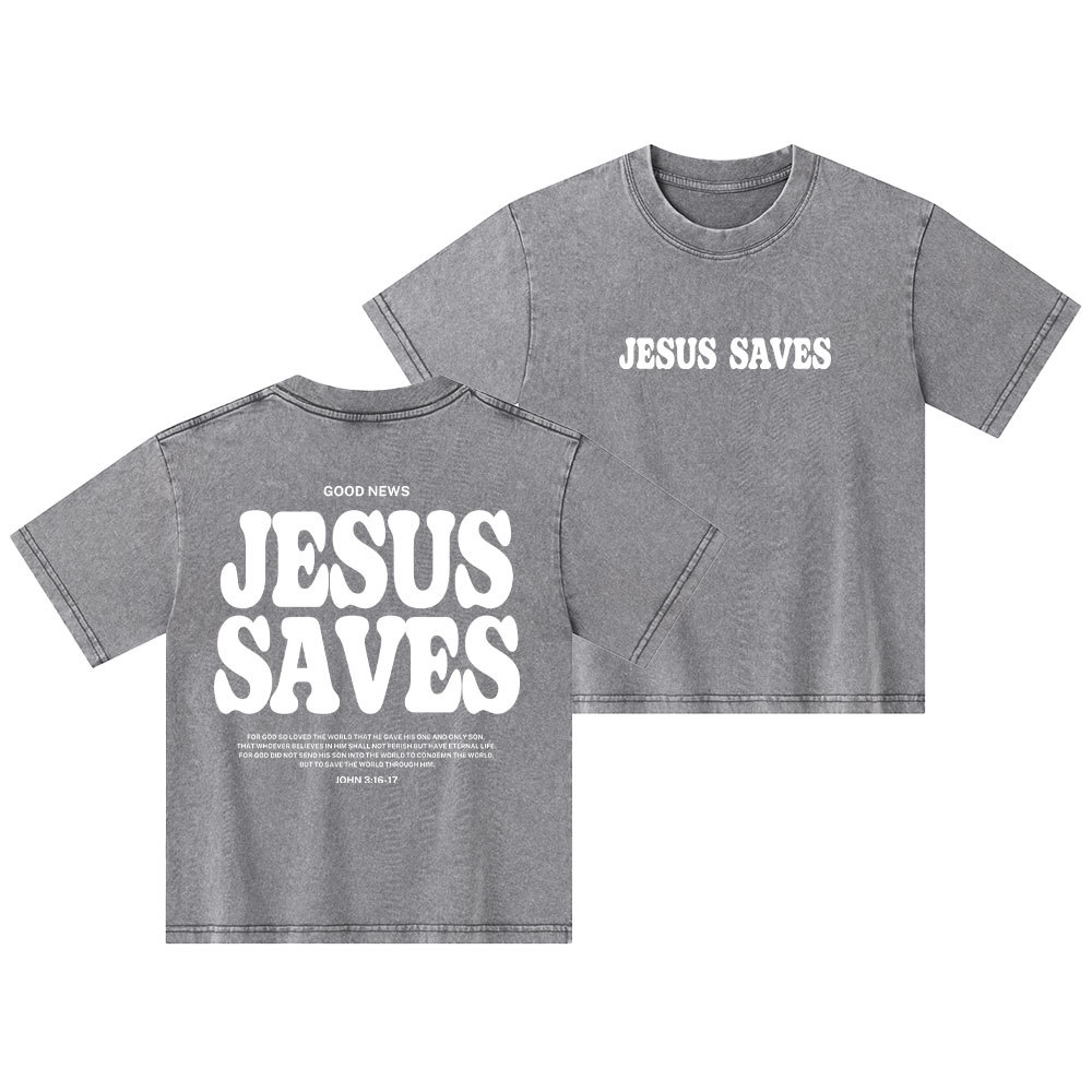 Jesus Saves Kid Washed T-Shirt