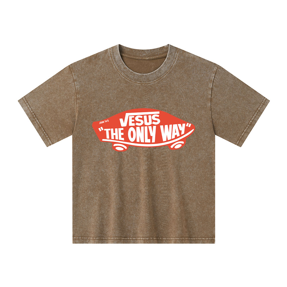 Jesus The Only Way Kid Washed T-Shirt