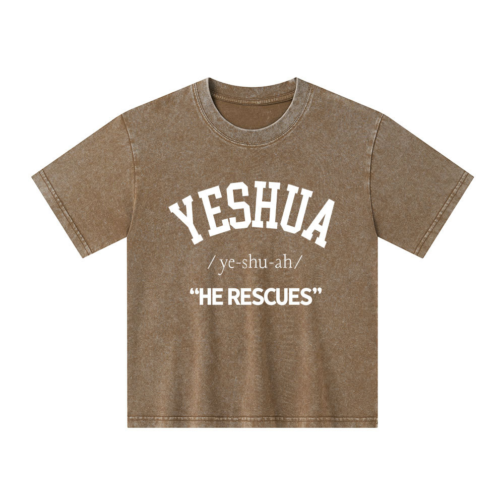 Yeshua He Rescues Kid Washed T-Shirt