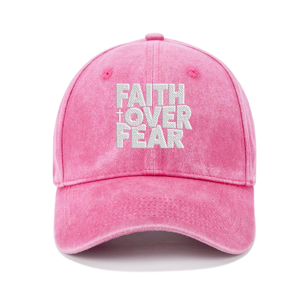 Faith Over Fear Christian Washed Hat