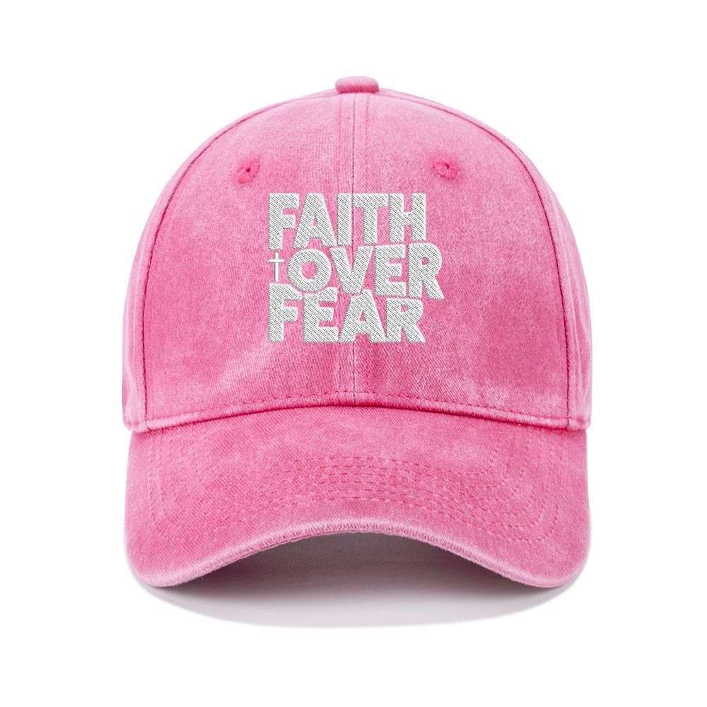 Faith Over Fear Christian Washed Hat