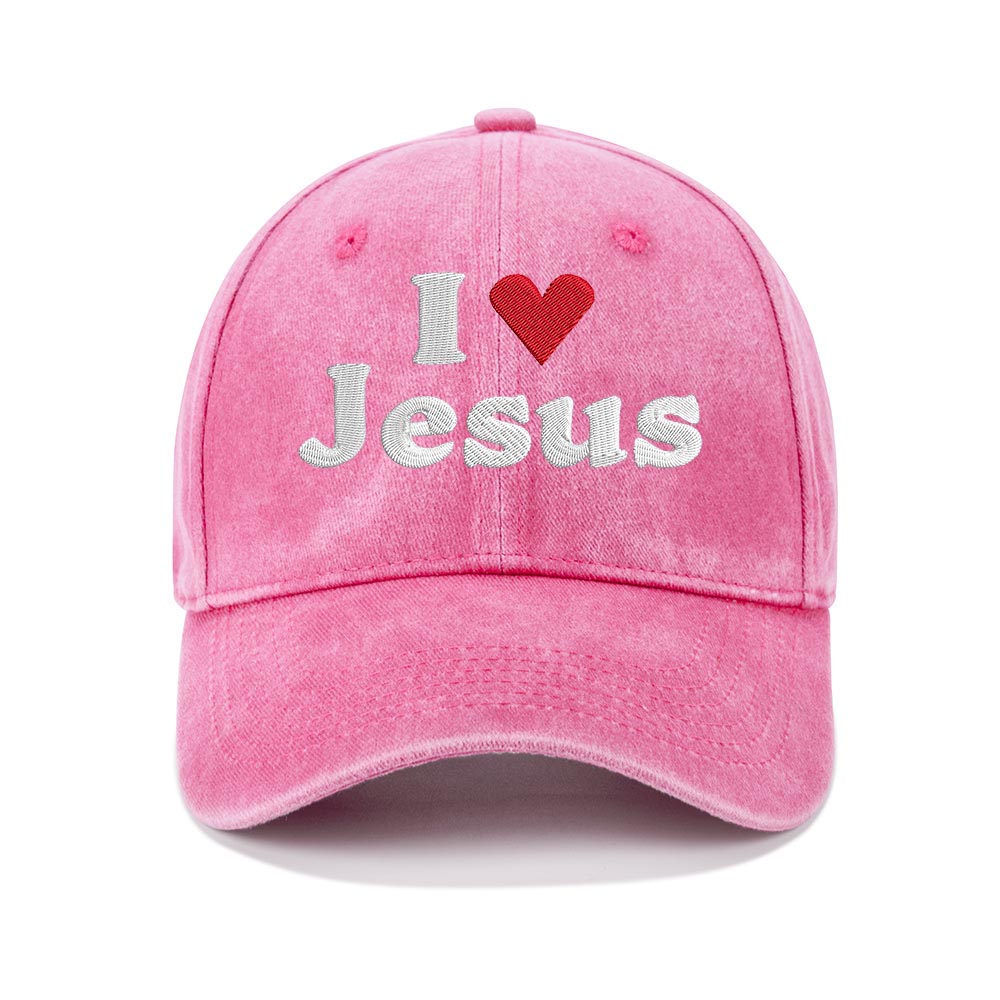 I Love Jesus Christian Washed Hat