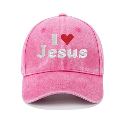 I Love Jesus Christian Washed Hat