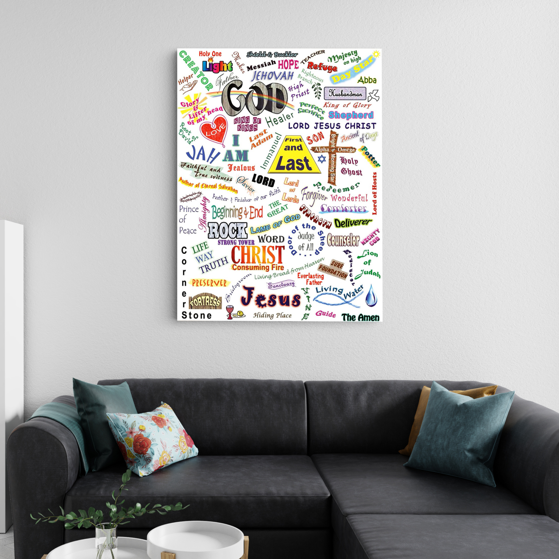 Jesus And Bible Keywords Canvas Wall Art