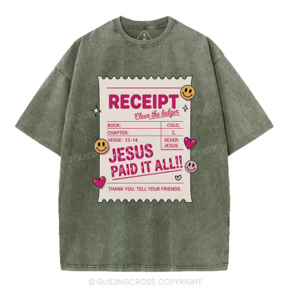 Jesus Paid It All Christian Washed T-Shirt