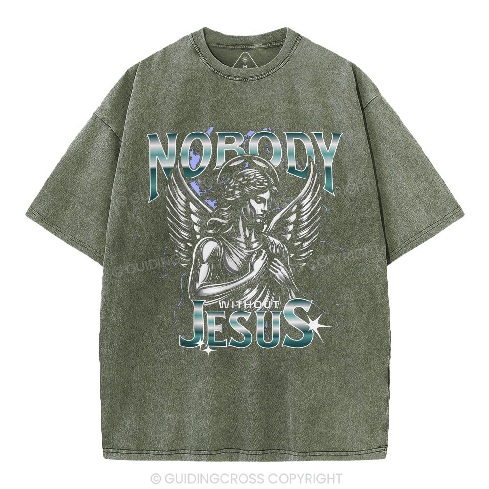 Nobody Without Jesus Christian Washed T-Shirt