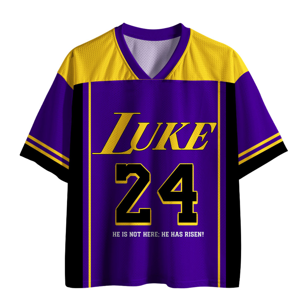 Luke 24 He Is Risen Purple Christian Mesh Jersey