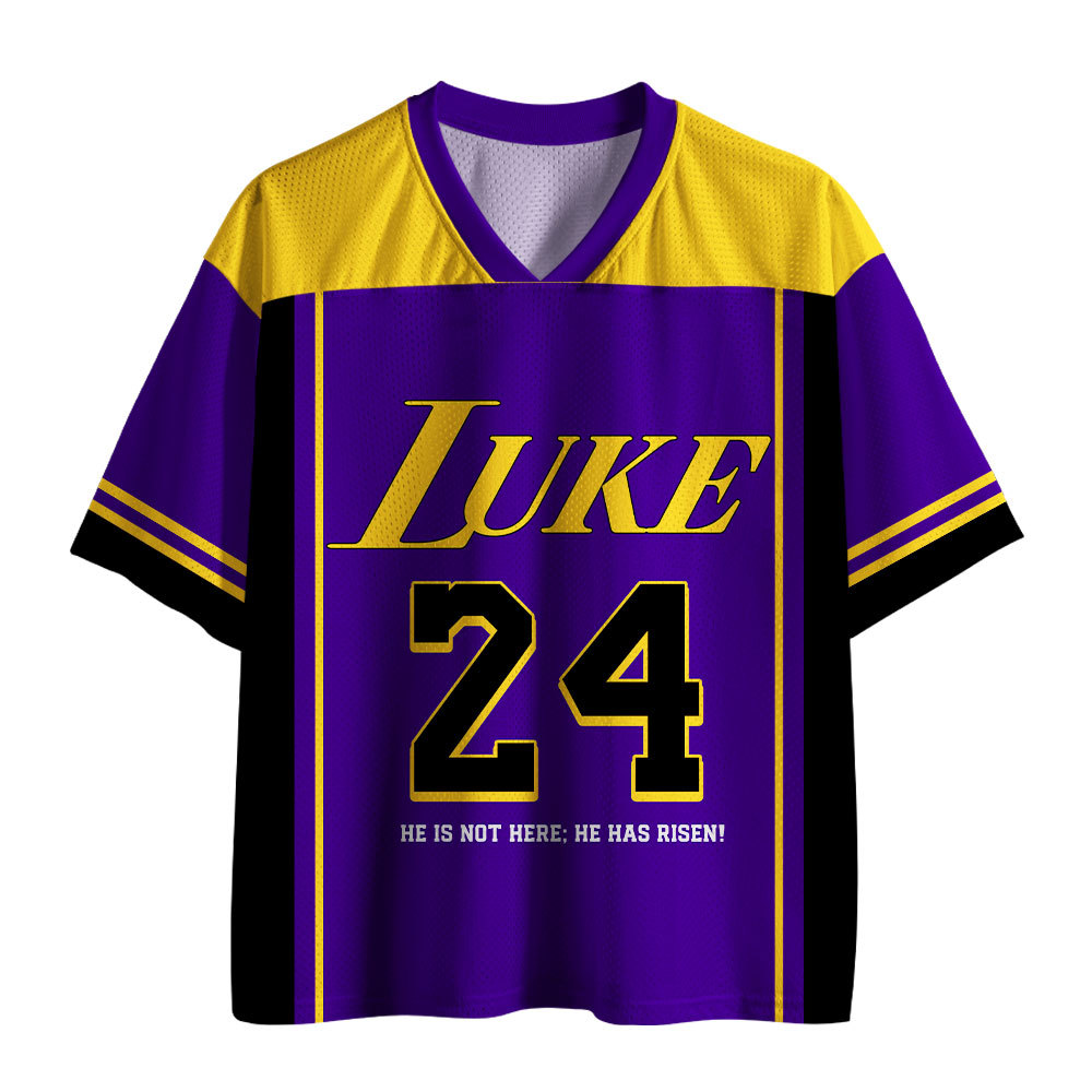 Luke 24 He Is Risen Purple Christian Mesh Jersey