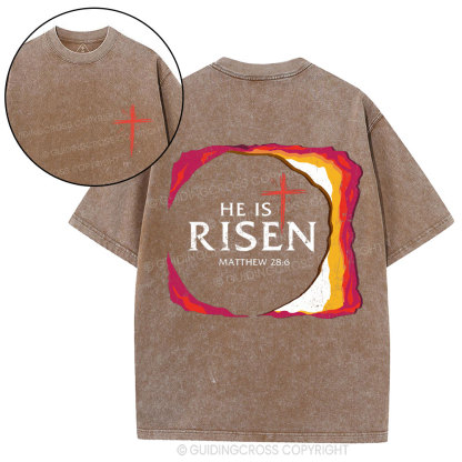 He Is Risen Christian Washed T-Shirt