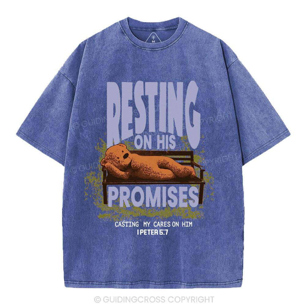 Resting On His Promises Christian Washed T-Shirt