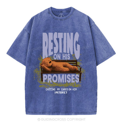 Resting On His Promises Christian Washed T-Shirt