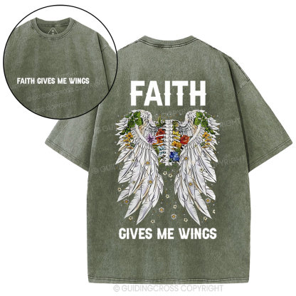 Faith Gives Me Wings Christian Washed T-Shirt