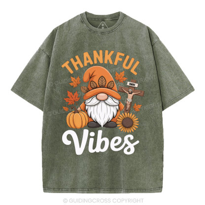Thankful Vibes Christian Washed T-Shirt