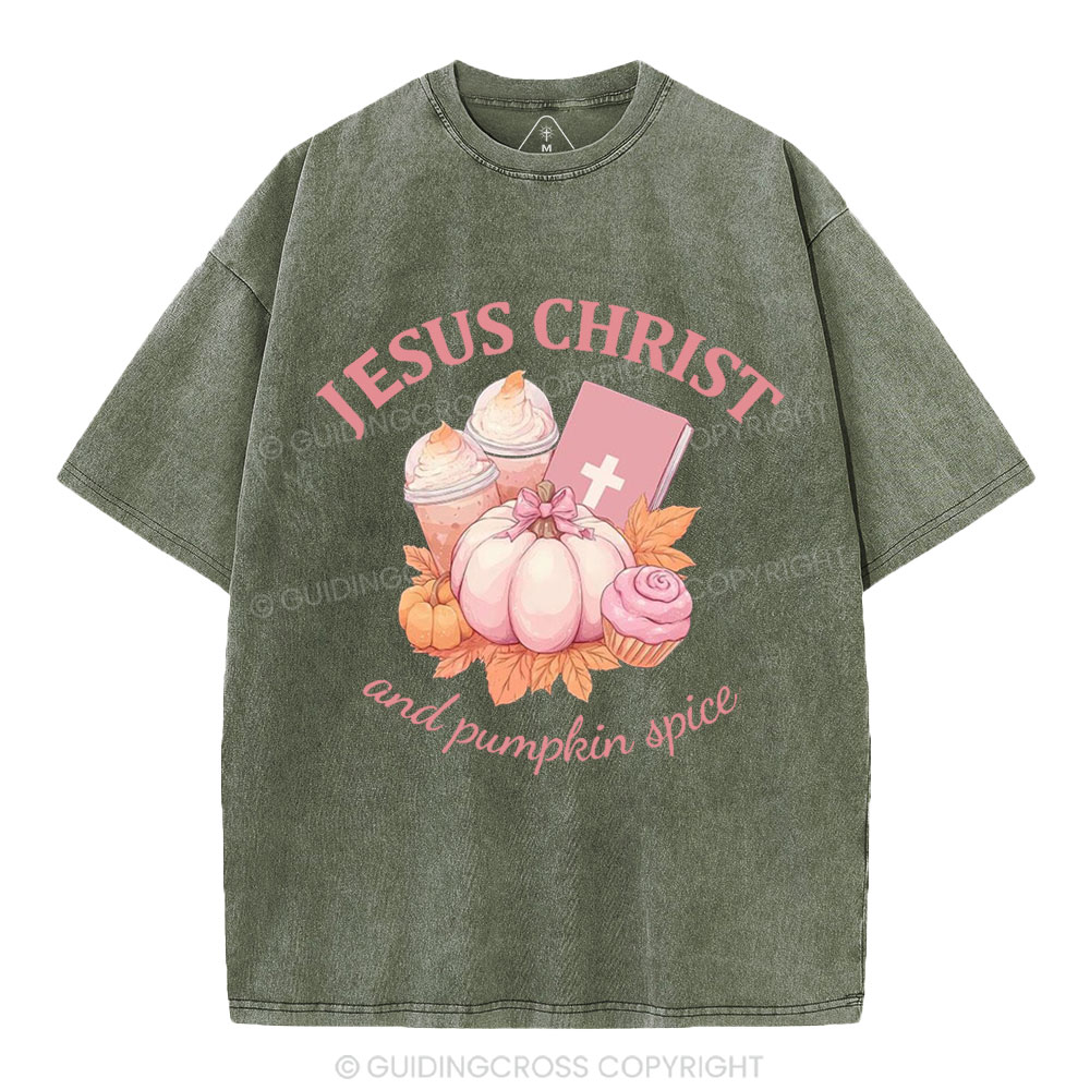 Jesus Christ And Pumpkin Spice Christian Washed T-Shirt