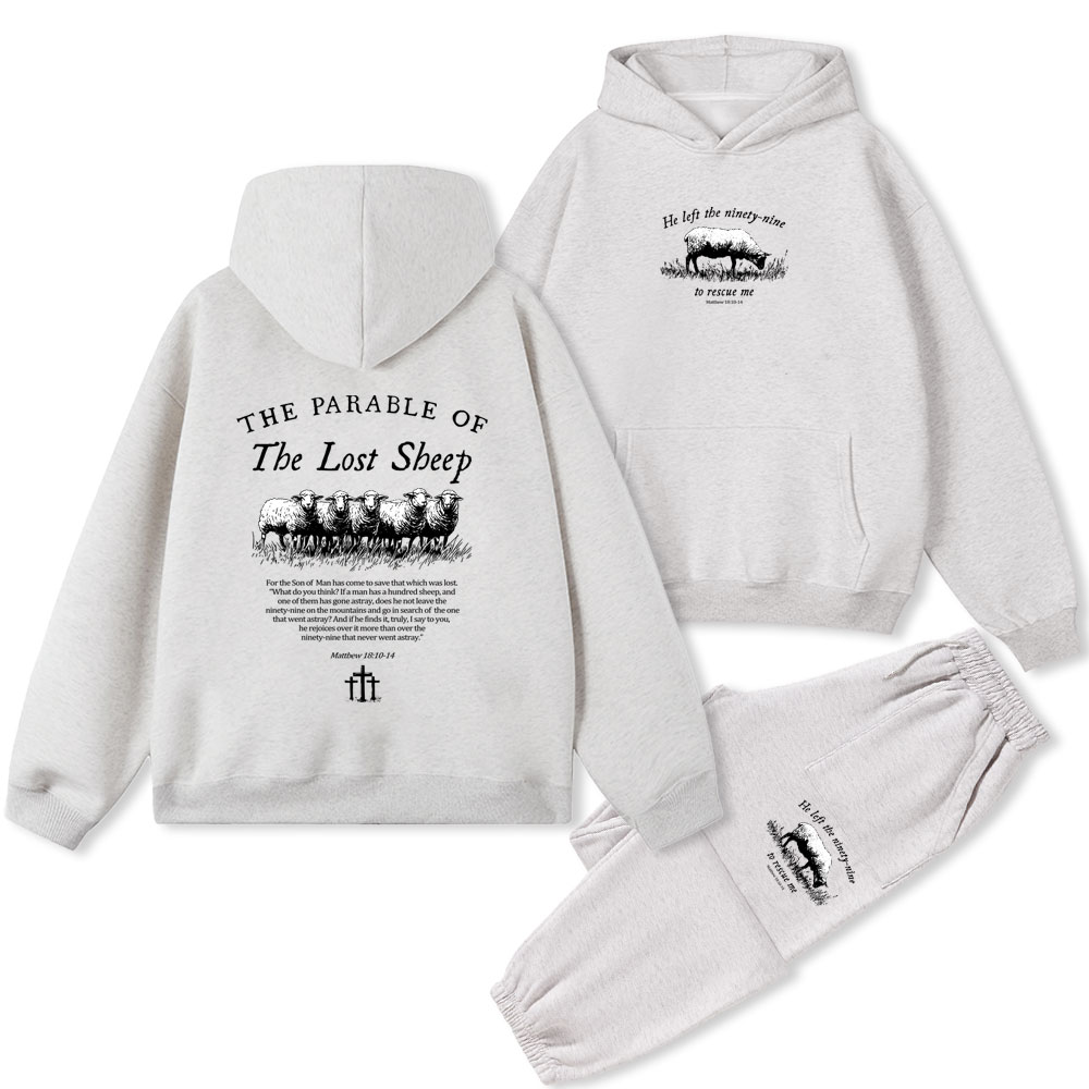 The Parble Of THe Lost Sheep Christian Fleece Hoodie Set