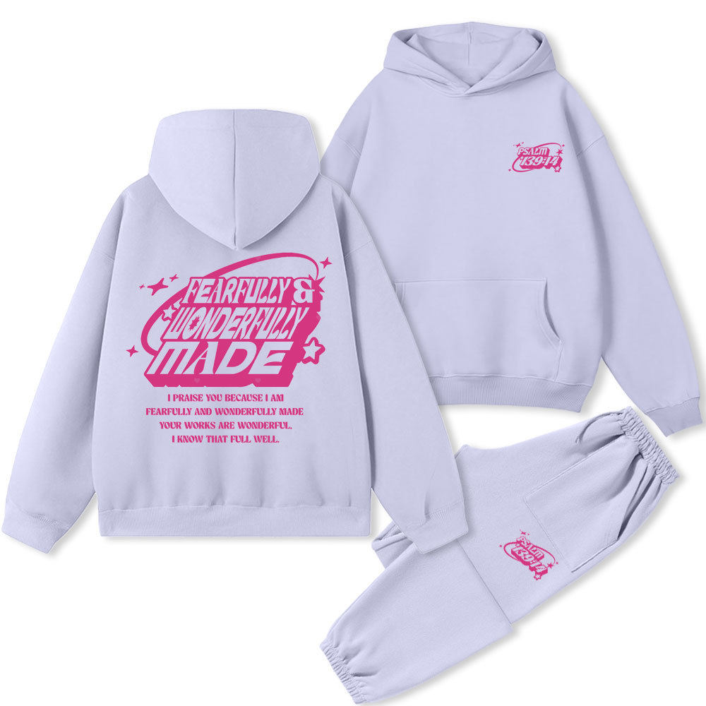 Fearfully & Wonderfully Made Christian Premium Fleece Hoodie Set