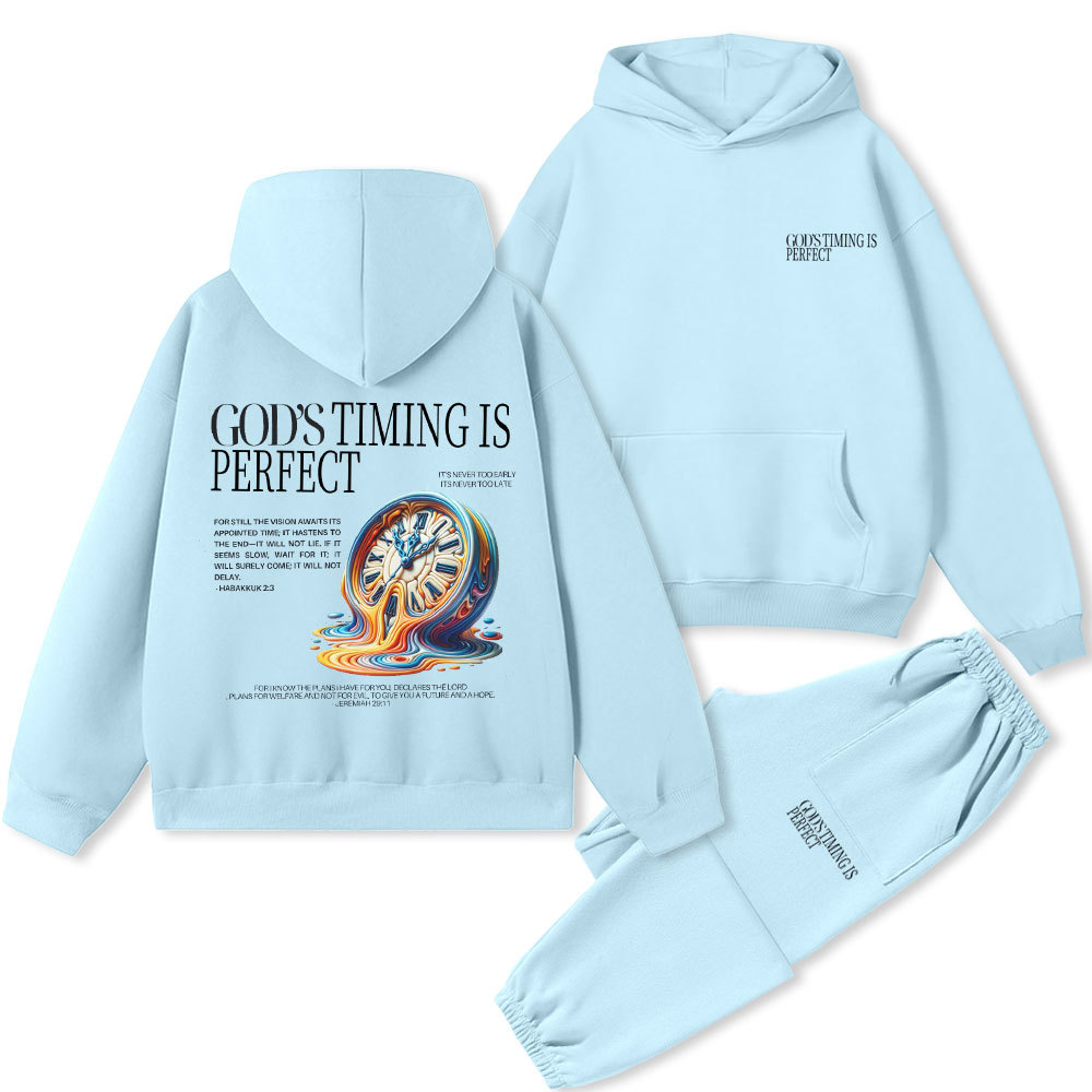God's Timing Is Perfexct Christian Premium Fleece Hoodie Set