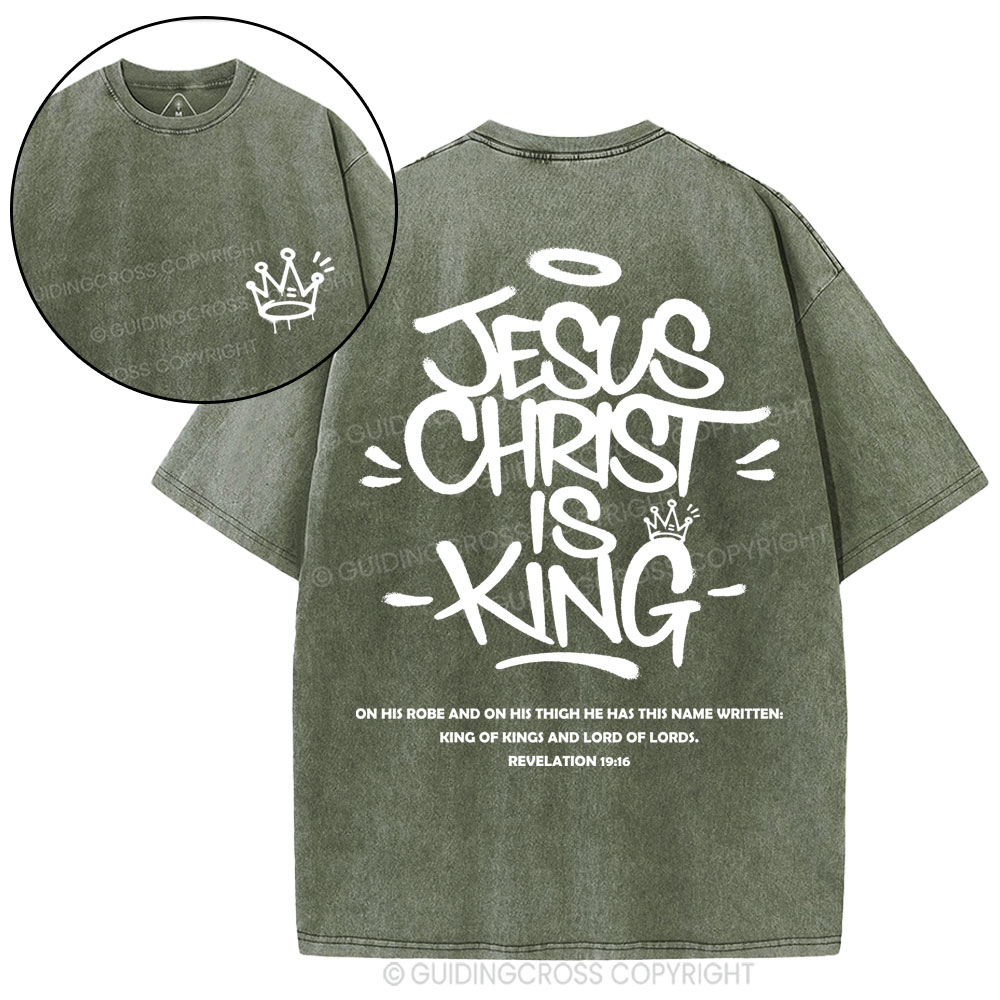 Jesus Christ Is King Christian Washed T-Shirt