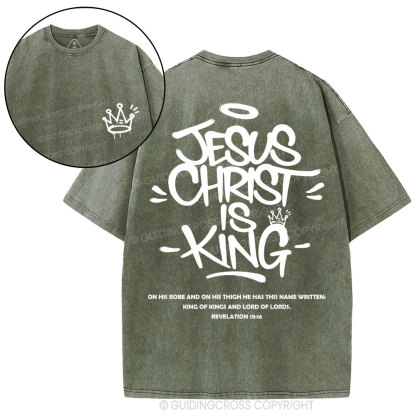 Jesus Christ Is King Christian Washed T-Shirt