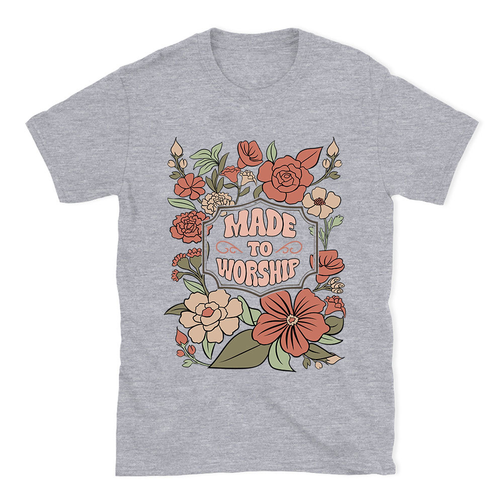 Made To Worship Retro Floral Christian T-Shirt