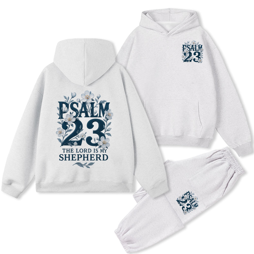 Psalm 23 Flower Christian Fleece Hoodie Set
