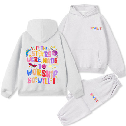 If The Stars Were Made To Worship So Will I Christian Fleece Hoodie Set